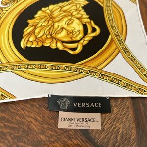 Versace White and Gold Medusa Scarf